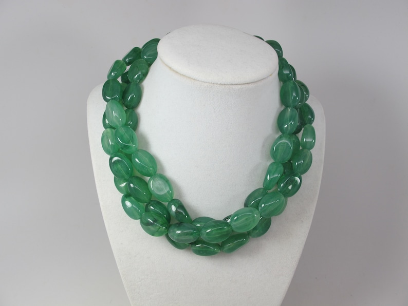 Chunky forest green necklace, multi strand statement apple green necklace, beaded necklace, big green beads forest green statement jewelry image 5