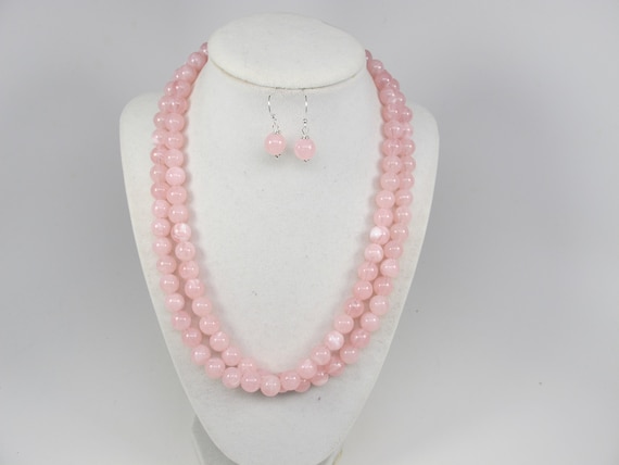 Chunky Pink Necklace Multi Strand Statement Rose Quartz - Etsy