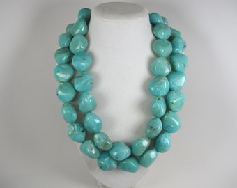 Gros collier turquoise, collier turquoise acrylique multibrins, collier de perles, bijoux turquoise