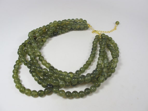 【TATIANA】Apink銀紙着用★Green Mix Coin Beads Necklace Chunky Lime Kelly Green Necklace, Multi Strand Statement