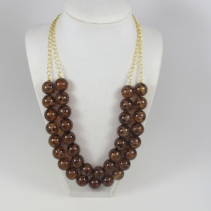 Collier de perles à imprimé léopard, collier brun chocolat à plusieurs rangs, bijoux de déclaration, boucles d&#39;oreilles assorties de collier de mode