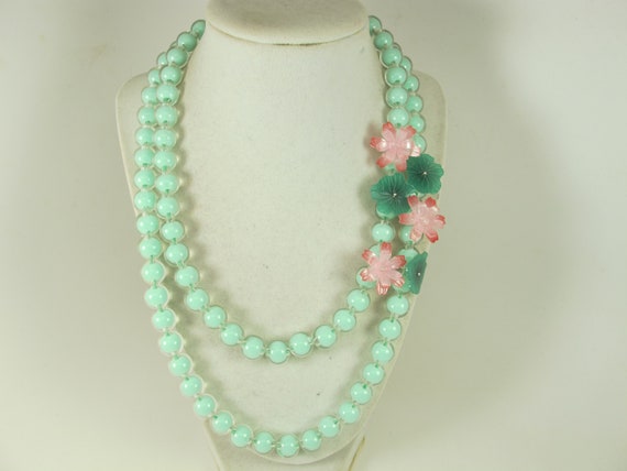 【TATIANA】Apink銀紙着用★Green Mix Coin Beads Necklace Mint Statement Necklace, Chunky Beaded Necklace, Mint Green