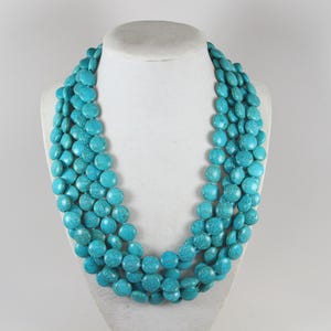 Chunky turquoise necklace, multi strand statement turquoise necklace, stone necklace, big turquoise beads, turquoise statement jewelry