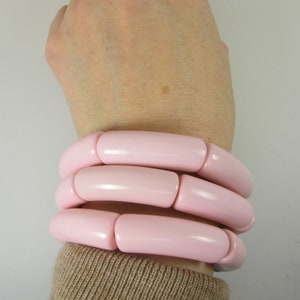 Chunky classic rose, pink stretch bracelets, opaque pink bracelet set , carousel pink stretch bracelet, cupid pink beaded bracelet