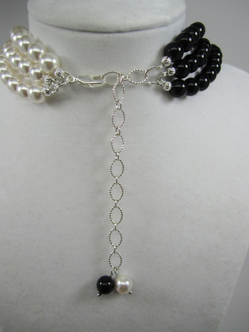 Black and White Pearl Necklace Statement Necklace White Etsy
