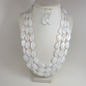 Chunky snow white clear statement necklace, multi strand statement, clear white necklace, beaded necklace, white beads statement jewelry