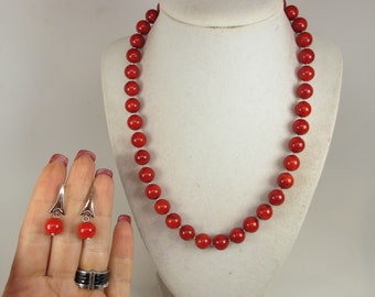 Chunky red coral necklace, red coral statement necklace, statement red necklace, Coral red necklace - Coral Jewelry, red beaded necklace