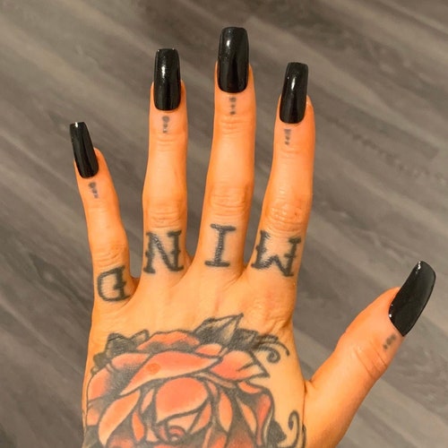 Red Kiss Nails Black and White Nails Swarovski Nails Etsy