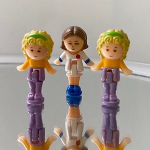 Vintage Polly Pocket Dolls Polly’s Hairdressing Hair Salon 1990 Bluebird Toys Set of 3 Dolls 90s Figure Bundle