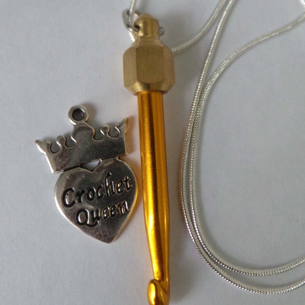 Crochet Hook Pendant with Chain