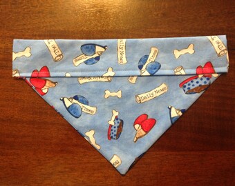 Dog Bandana/Dog Collar/Over the Collar Dog Bandana/Blue Dog Bandana/Cute Dog Bandana/Pet Owner Gift