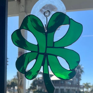 Stained Glass St Patrick’s 4 leaf clover sun catcher- shamrock- lucky clover