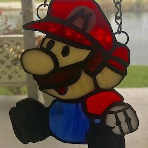 Mario stained glass sun catcher