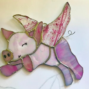 Flying Pig stained glass sun catcher