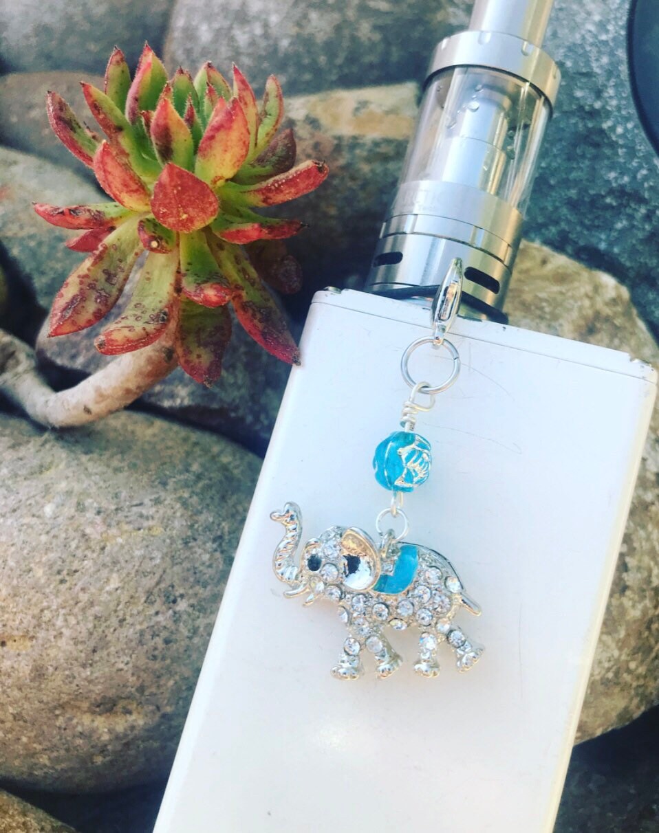 Rhinestone Elephant Vape Charm