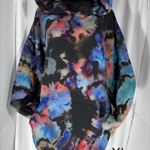 Ice Tie Dye Unisex Pull Over Hoodie Multi color Teal Blue Peach (Made to order)