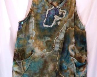 Ice Tie Dye Women's Romper Jumper Jumpsuit Shorts Overall Super Cute and Comfy, Brown, Green (Made to Order)