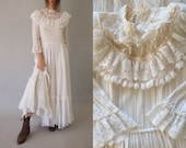 1970s Jessica McClintock Gunne Sax Dress Prairie Revival Bohemian Dress M