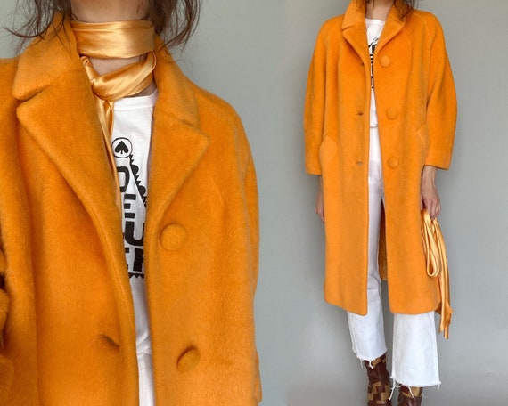 1960s Lilli Ann Tangerine Wool Coat Jacket | s - m