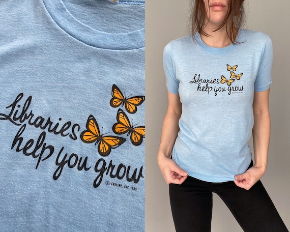 1970s 80s "Libraries Help You Grow" Butterfly TEE