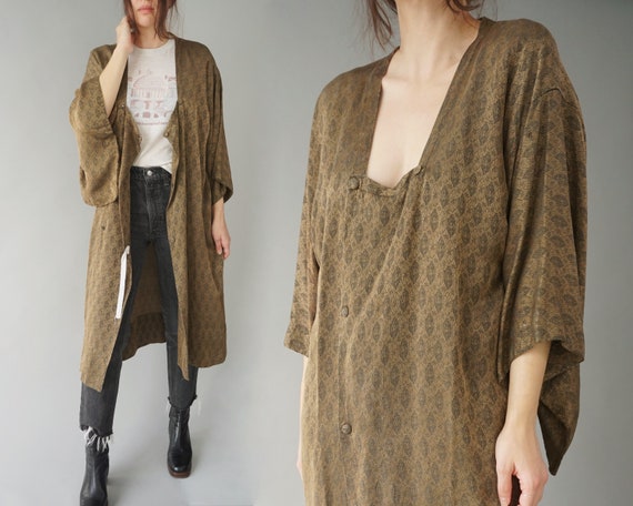 1960s Bronze + Charcoal Kimono Robe Jacket House C