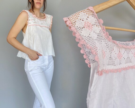 Antique Crochet Lace + Cotton Camisole - Victorian
