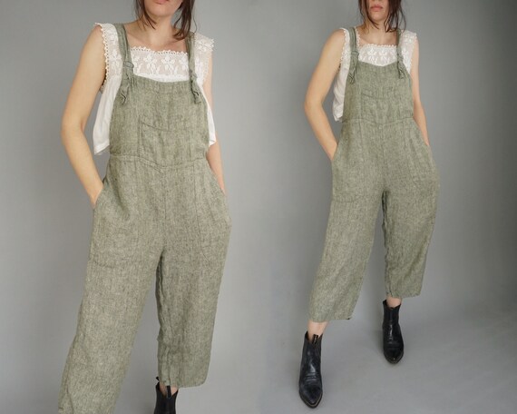 Vintage Linen Jumpsuit Overalls | S