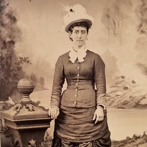Antique Tintype Photograph of Woman in Pretty Hat & Dress  ~ 1800&#39;s