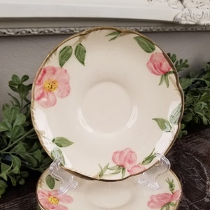 Vintage Set of 5 Franciscan Desert Rose 5 3/4&quot; Saucers * USA * 1960&#39;s TV Mark