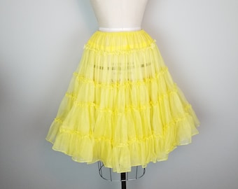 Vintage 1950's Ruffled Yellow Very Full Petticoat Crinoline by Nita Smith
