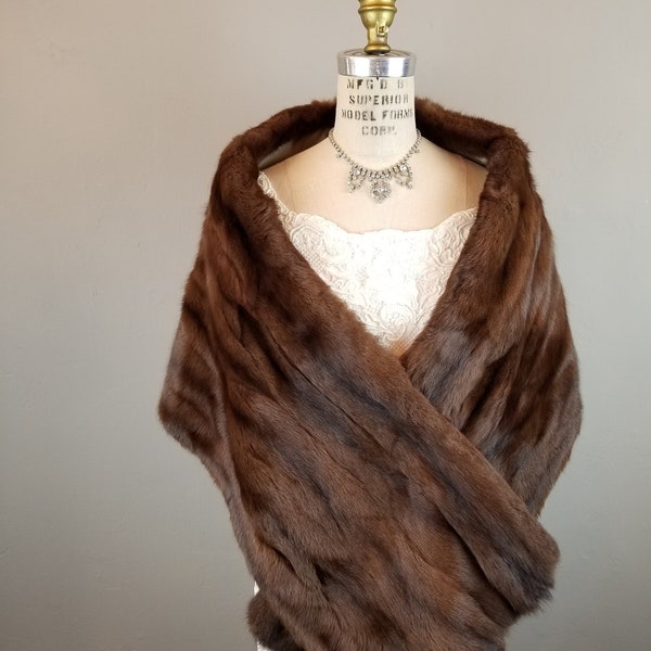 Vintage Elegant Brown Mink Stole Fur I. Magnin & Co Bridal Mink Cape Capelet