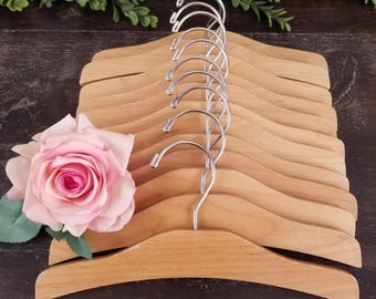 Solid Wood & Chrome Baby Infant / Toddler Hangers * Set of 12