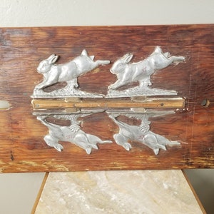 Vintage Set of 8 Leaping Bunnies Mounted on Board Chocolate or Pastry Molds