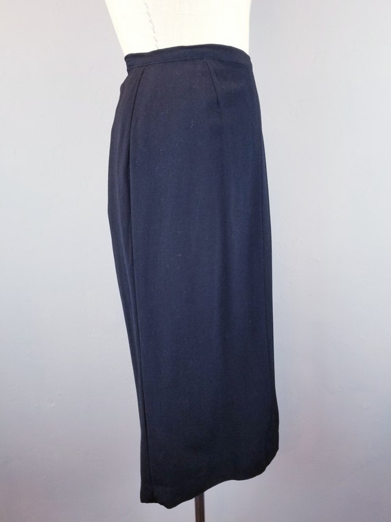 Vintage Black Midi Classic Pencil or Wiggle Skirt 