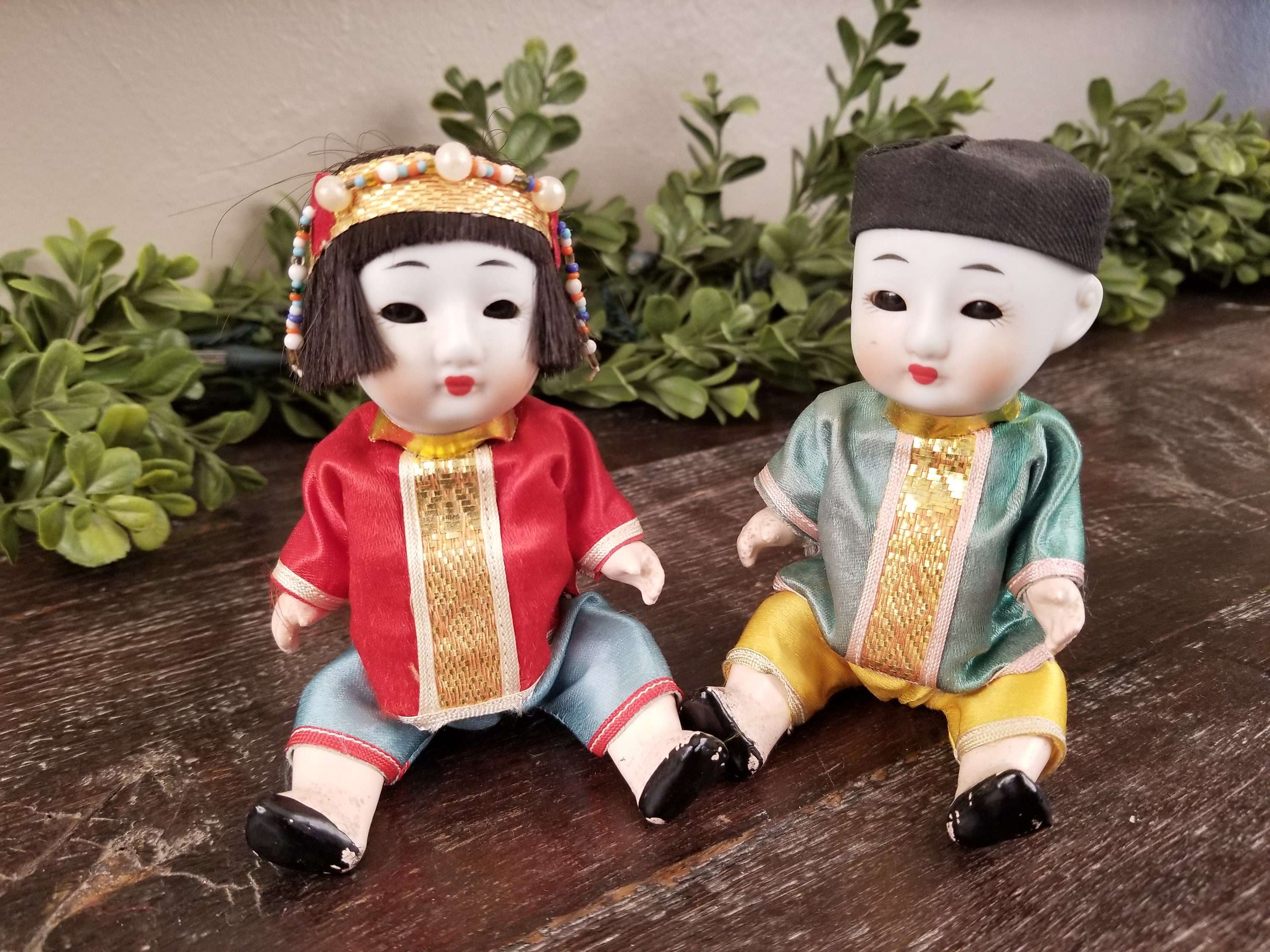 Par vintage de munecas japonesas bisque articuladas con ojos dormidos y chirriadores de trabajo Etsy Mexico