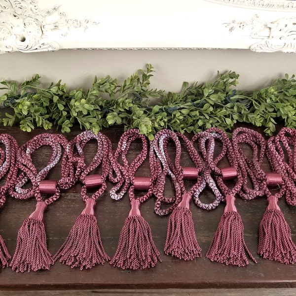 Elegant Set of 8 * 8"+ Plum / Purple Drapery Tassels Braided Rope