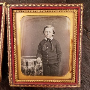 Antique Daguerreotype Photo Young Boy Standing * Full Union Case * 6th Plate