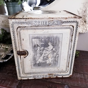 Antique 1890-1930 Schepp's Lithograph Tin Bread Cake Box ~ German Artwork