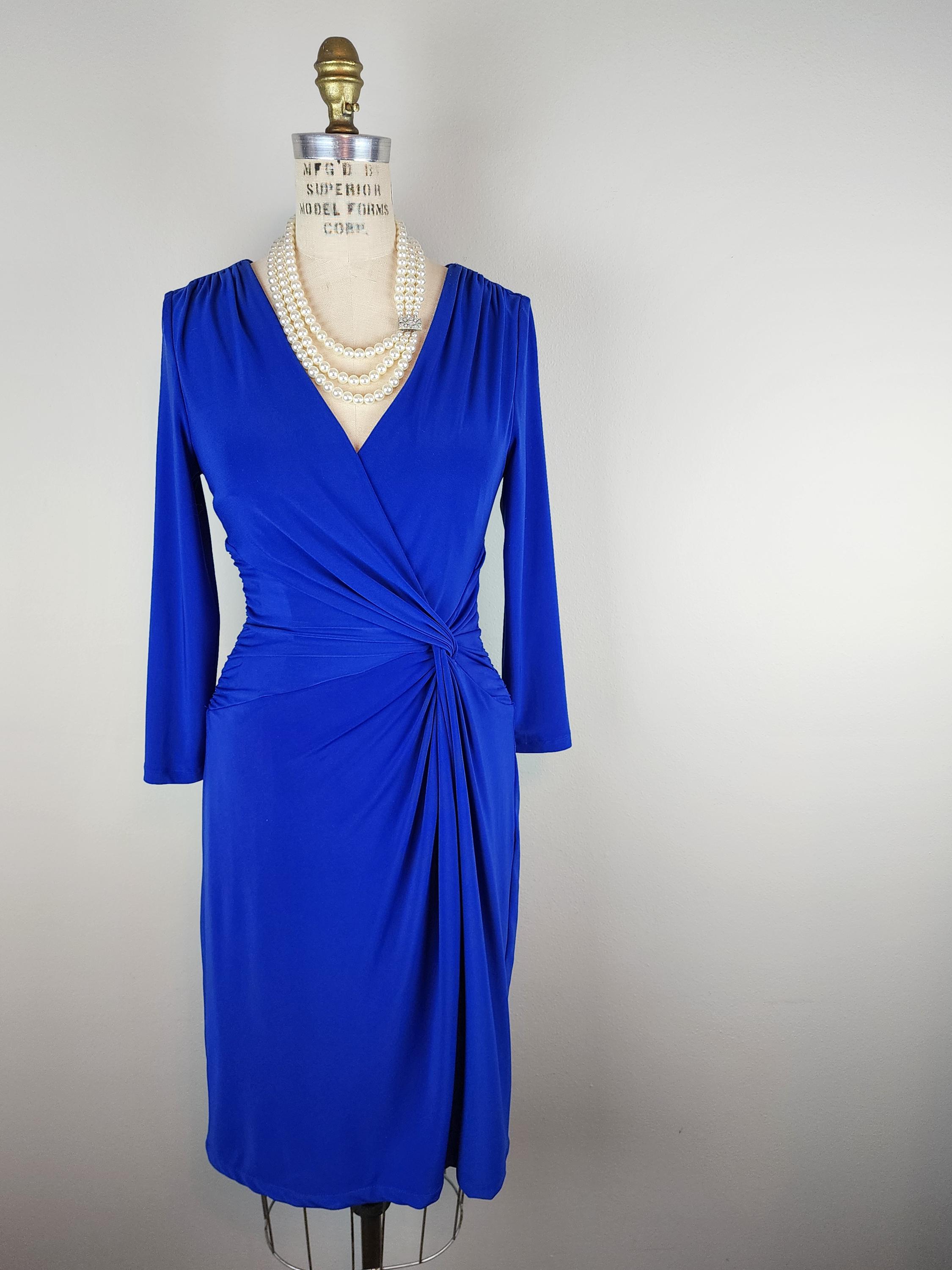 ralph lauren royal blue dress RALPH LAUREN Halter Ruffle Dress in Cobalt main image 1