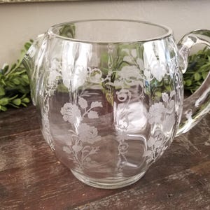 Vintage 1930&#39;s Fostoria Midnight Rose Ice Lip Jug Serving Pitcher * Rare Find
