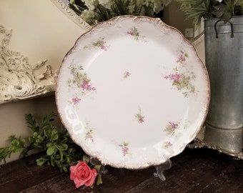 Large Vintage John Maddock Royal Vitreous Round 14 1/4" Platter with Purple Wisteria