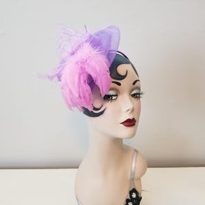 Vintage Style Lavender Feather & Purple Tulle Fascinator Headband
