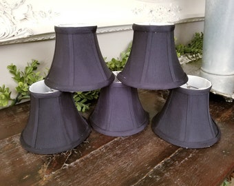 Set of 5 Black Chandelier Shades * Wired Lamp Shades