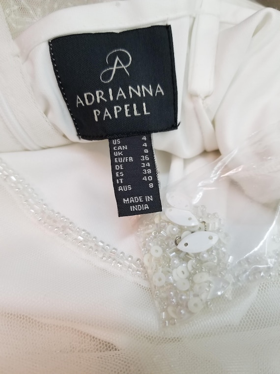 adrianna papell white dress beaded Adrianna Papell Off-Shoulder Zipper Back Sequined Beaded Column Mesh Gown main image 1