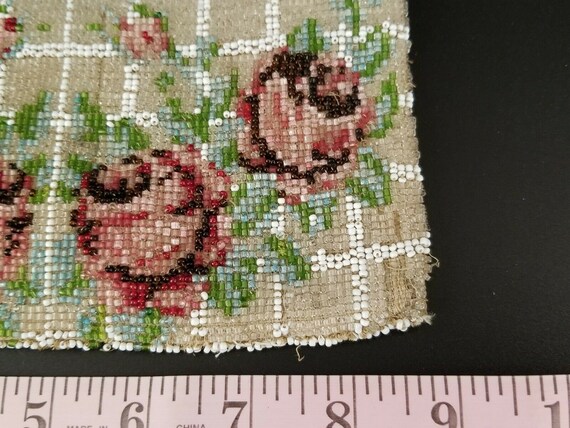 Antique Hand Beaded Cabbage Rose Pink Floral Purs… - image 6