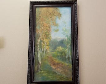 Antique Early 1900's Original Pastel Landscape Signed George Ernest Bingham