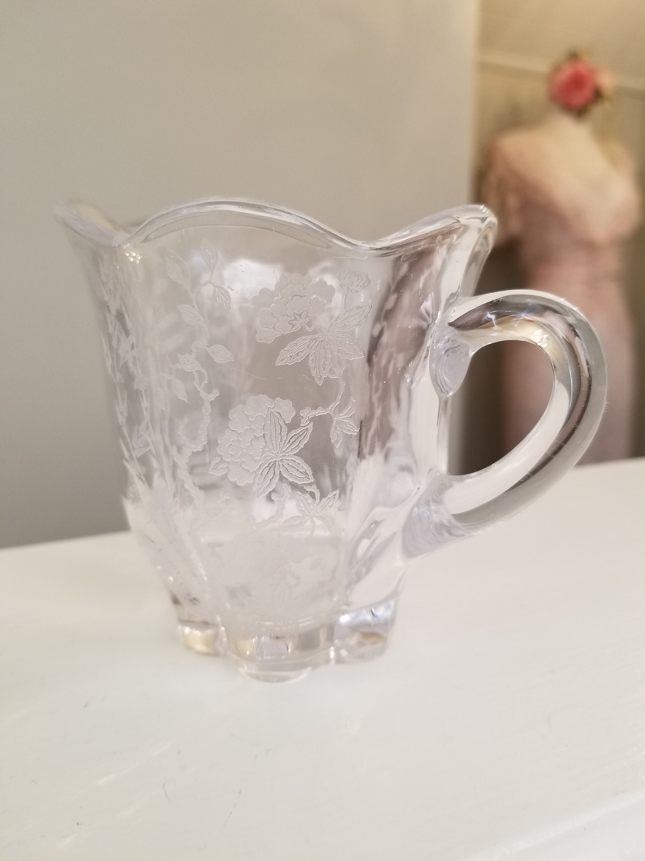 Duncan & Miller Canterbury Line Etched Glass Cream and Sugar Etsy 日本