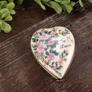 Vintage Limoges Hand Painted Heart Shaped Trinket Box "To My Love" * with Certificate of Authenticity