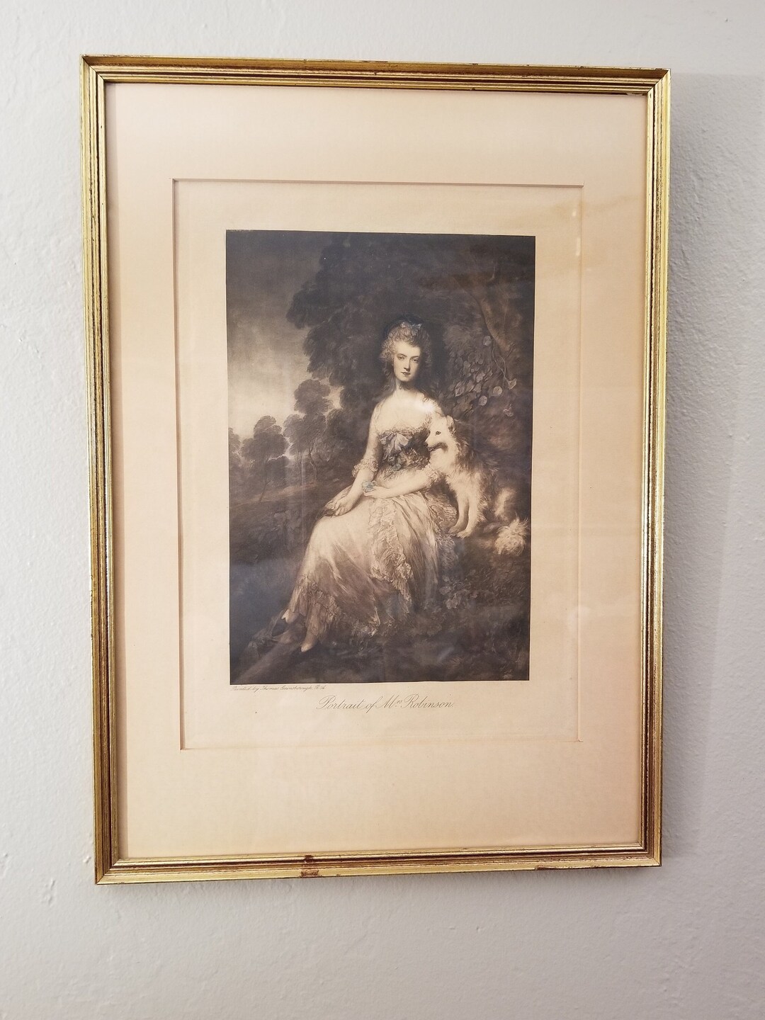 Antique Framed Art Print Portrait of Mrs. Robinson by Thomas
