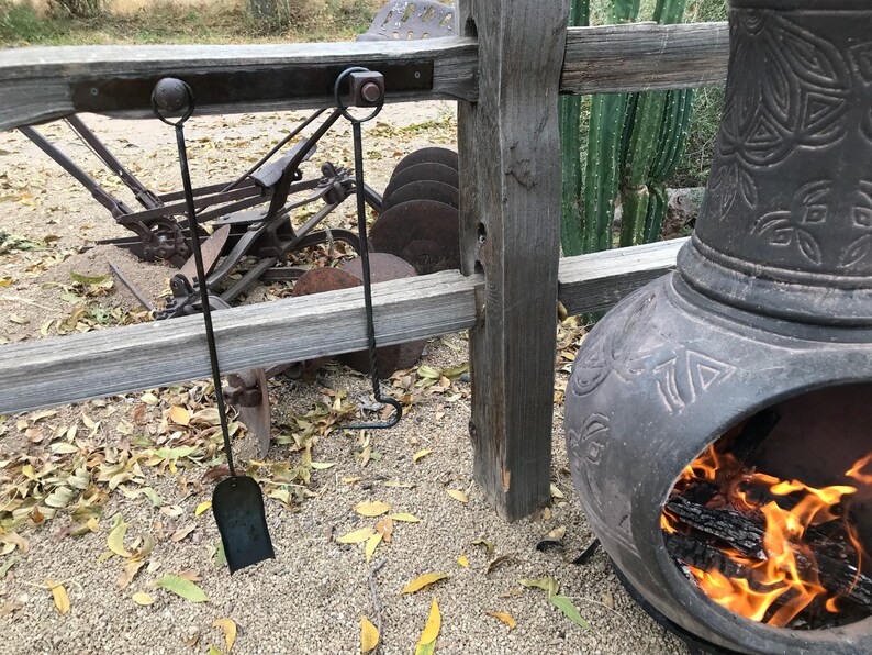 Hand Forged Fireplace Tool Set Etsy